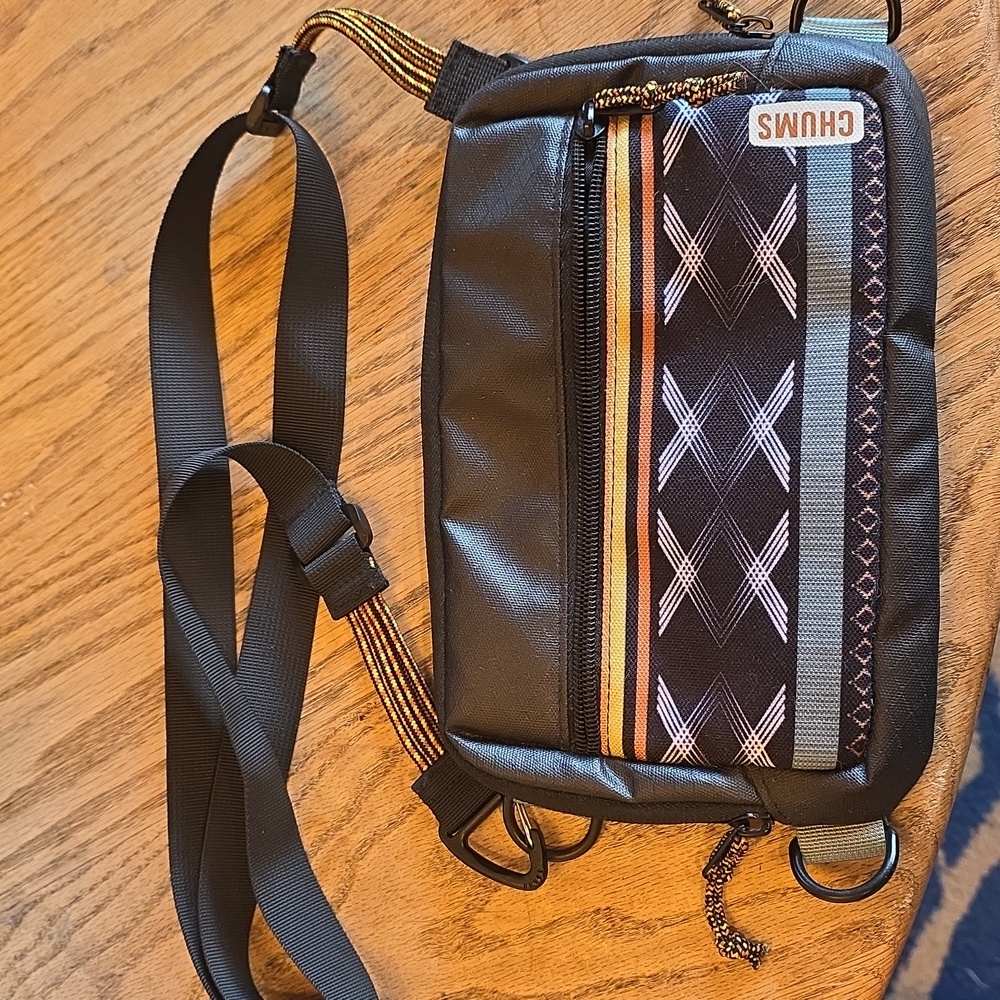 Chums Black and Orange Crossbody Bag
